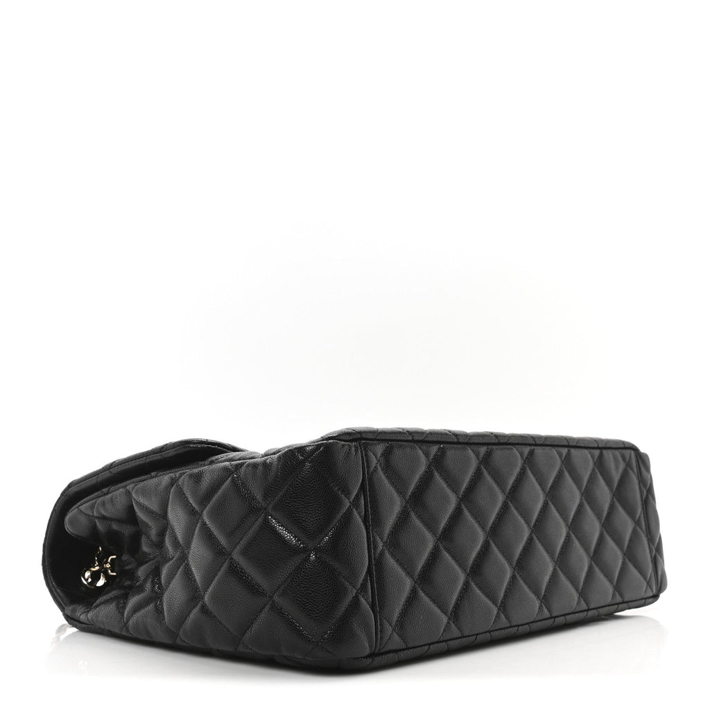 Caviar Quilted XXL Travel Flap Bag Black