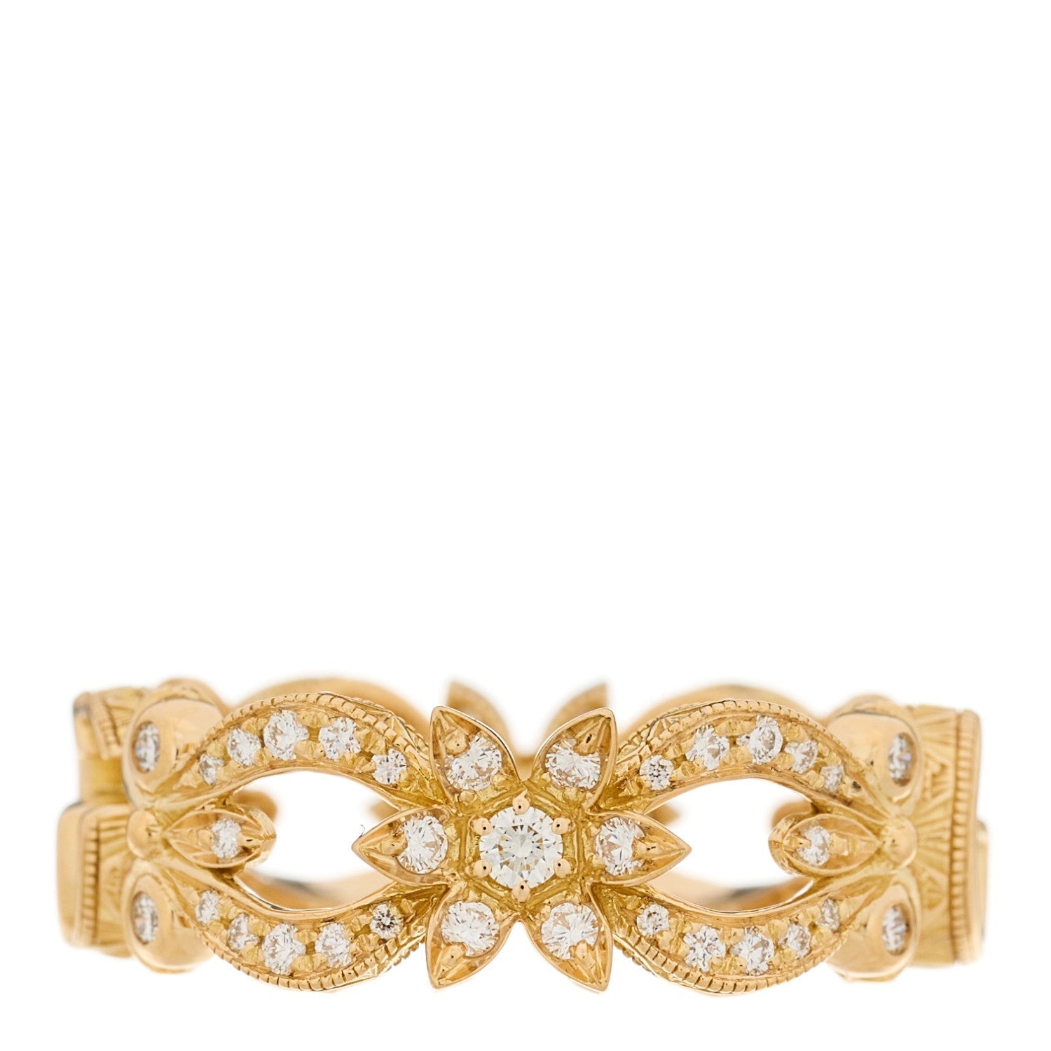 18K Yellow Gold Diamond Flora Ring 50 5.5