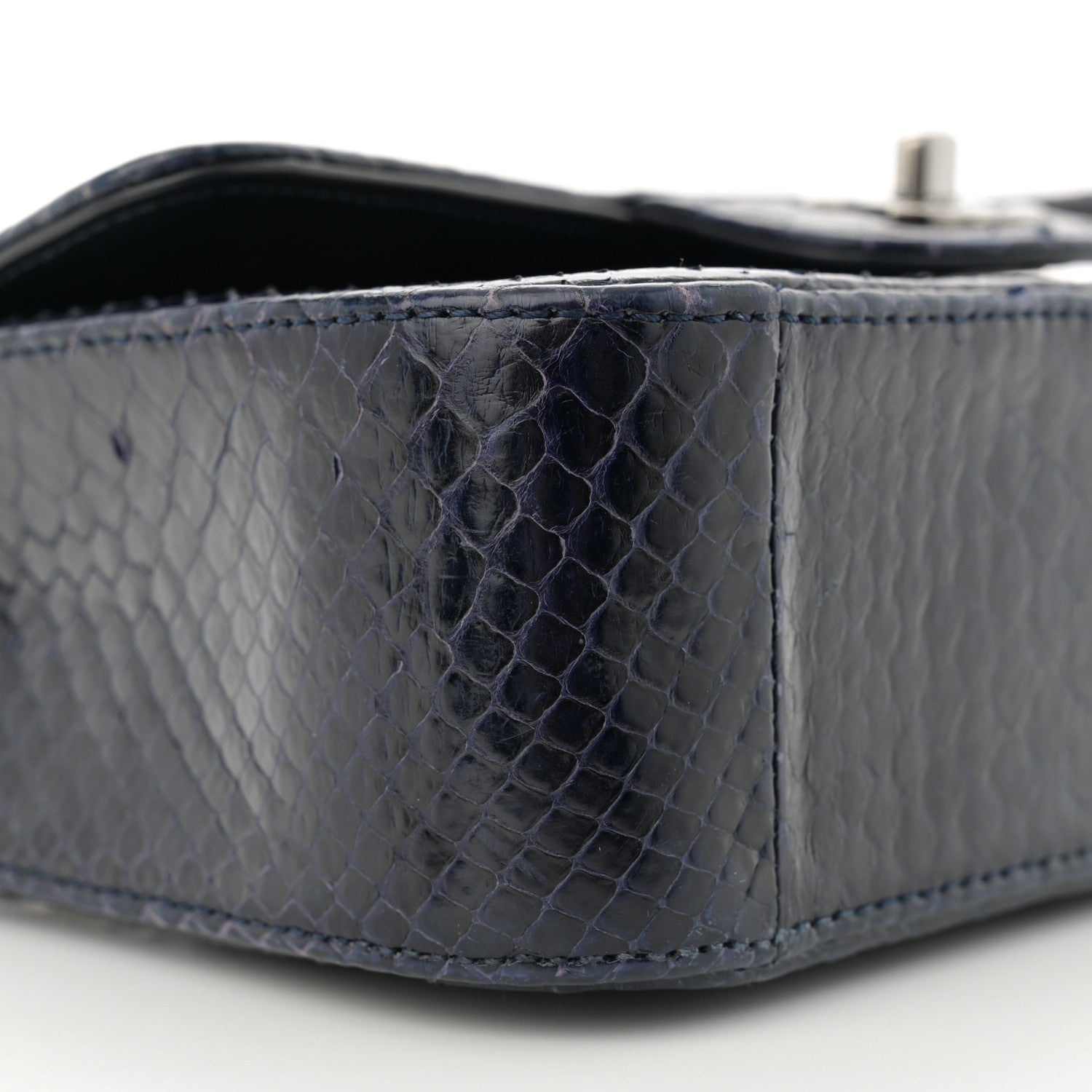 Snakeskin Mini Rectangular Flap Navy Blue