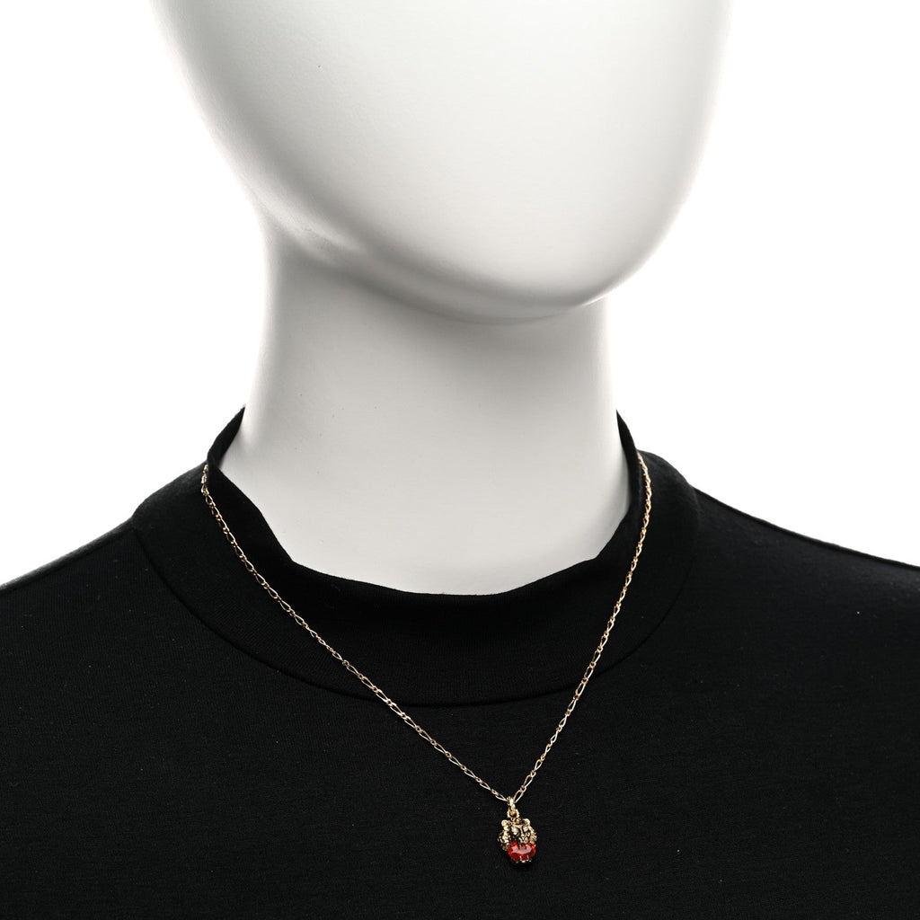 18K Yellow Gold Diamond Fire Opal Lion Head Necklace