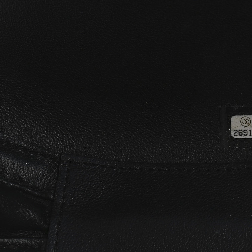 Calfskin Chevron Stitched Evening Bag Black