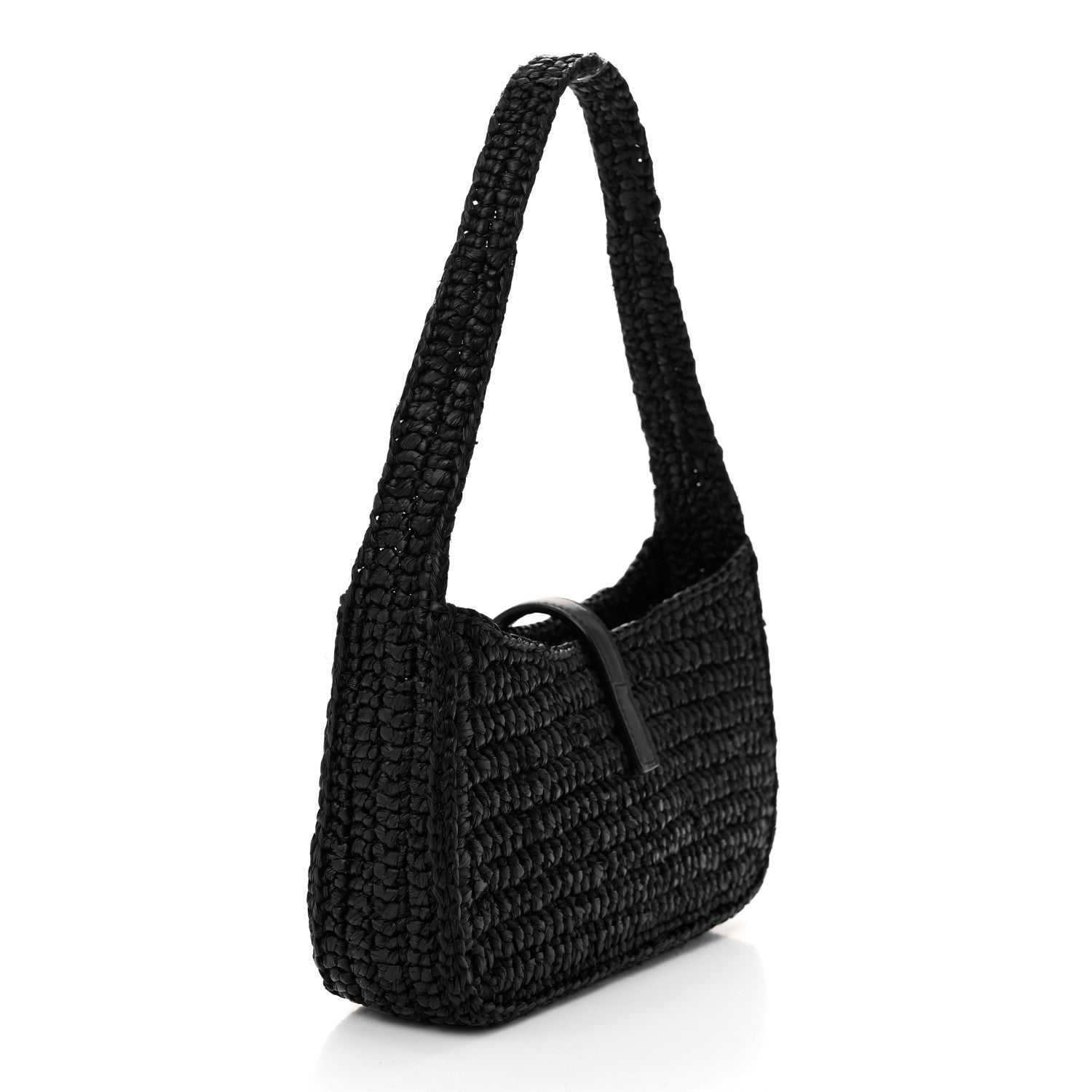 Raffia Calfskin Le 5 A 7 Mini Hobo Black