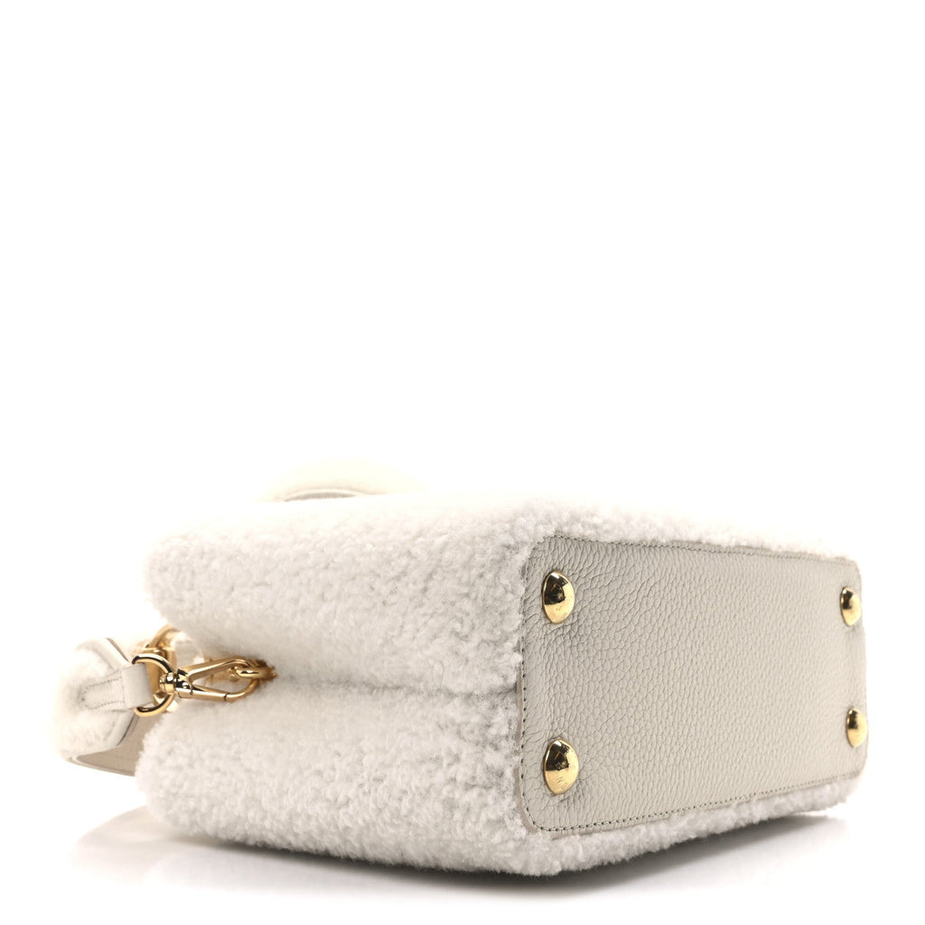 Shearling Calfskin Capucines BB White