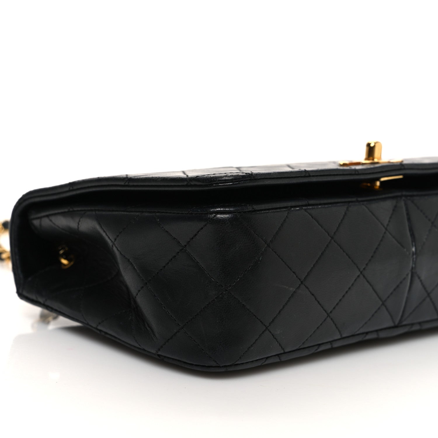 Lambskin Quilted Small Single Flap Black