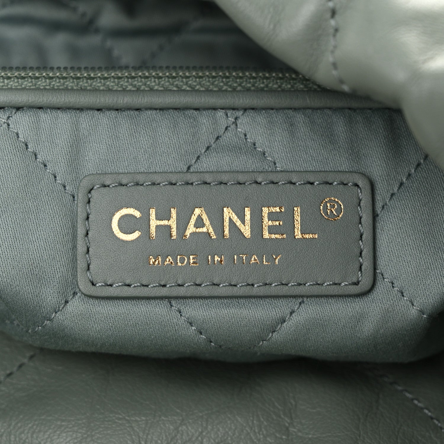 Shiny Calfskin Quilted Small Chanel 22 Grey