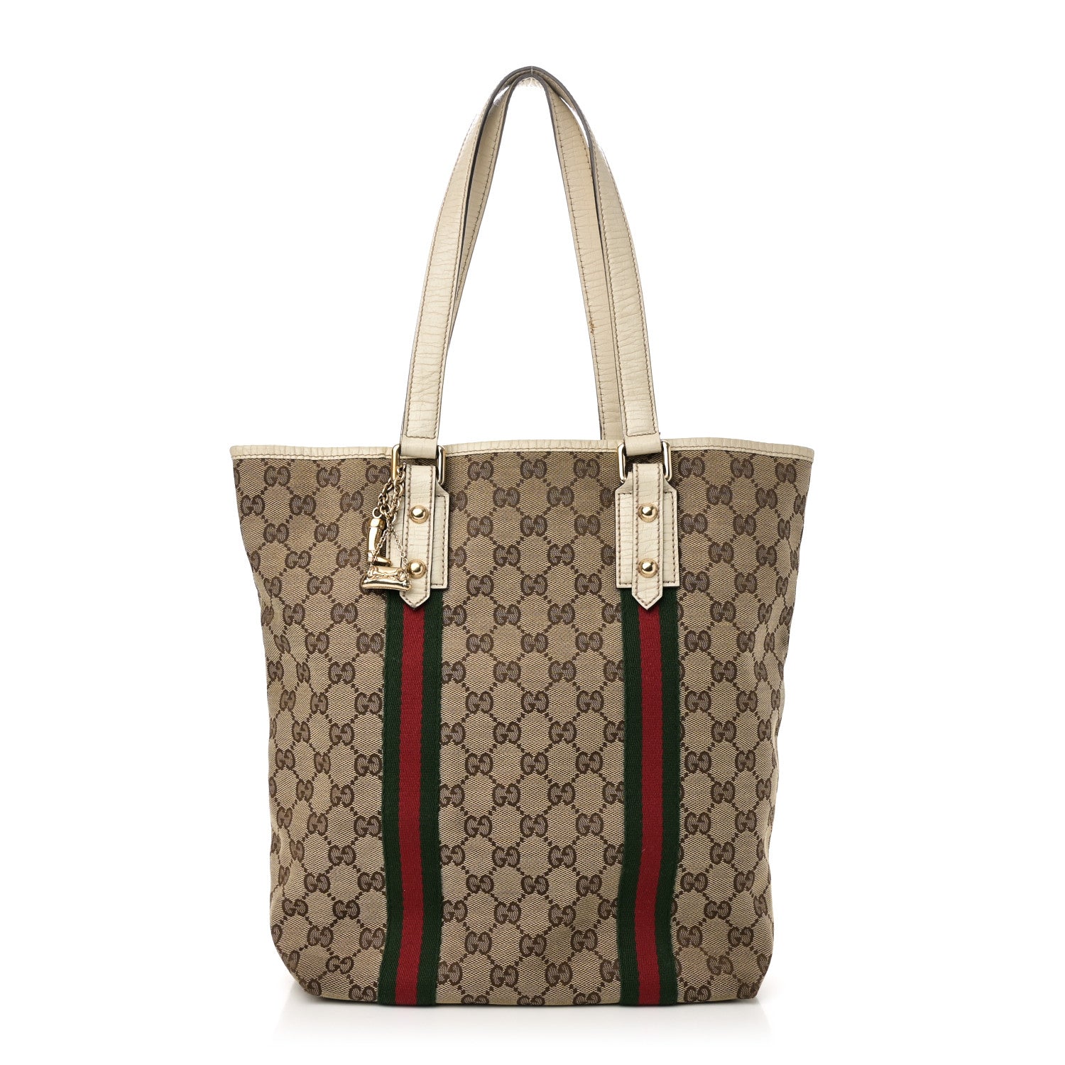 GG Monogram Web Jolicoeur Vertical Shopping Tote Off White