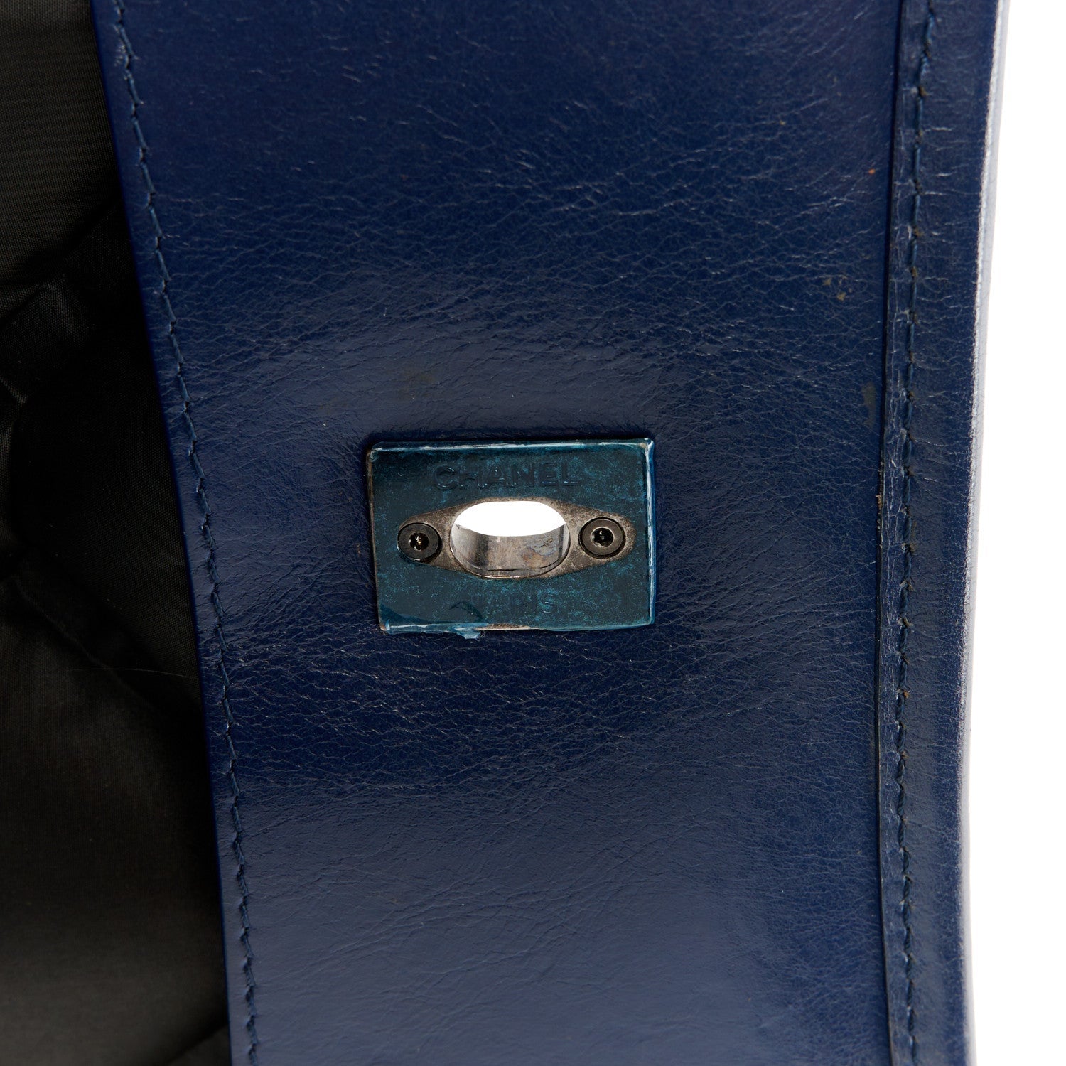 Calfskin Quilted Large Chesterfield Flap Navy