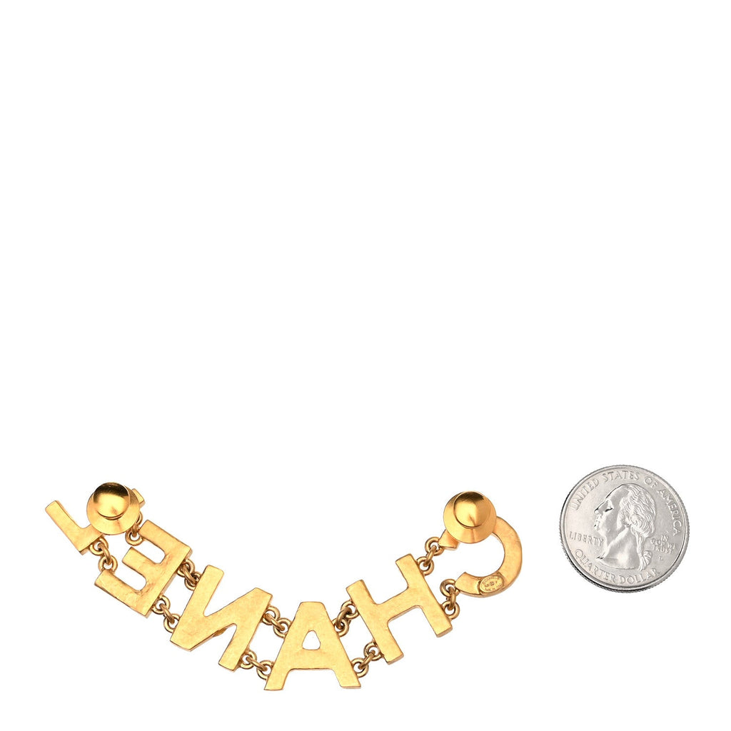 Crystal Logo Brooch Gold