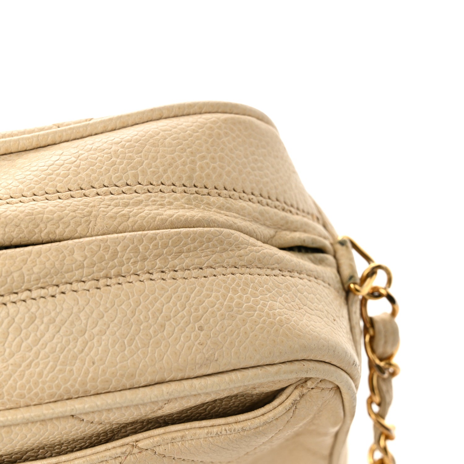 Caviar Quilted Camera Case Beige Clair