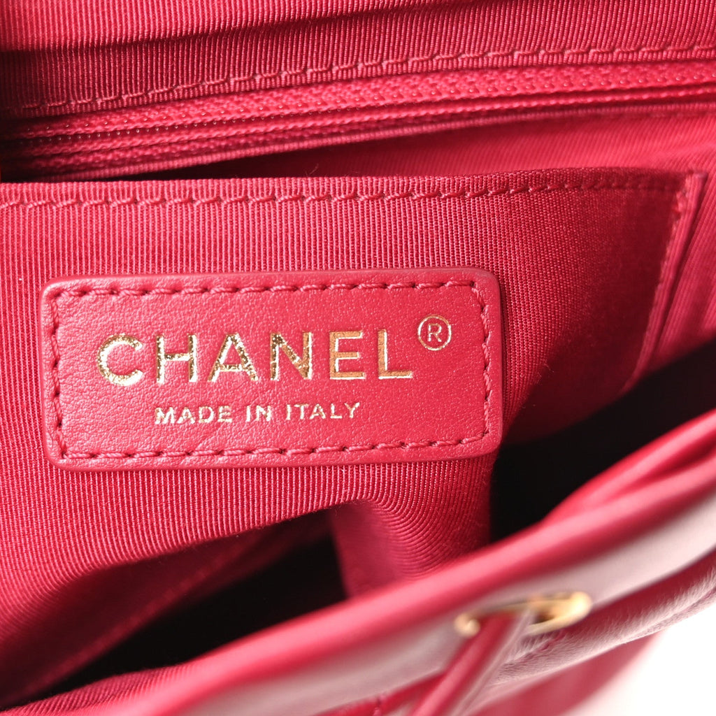 Lambskin Chevron Quilted Small Urban Spirit Backpack Dark Pink