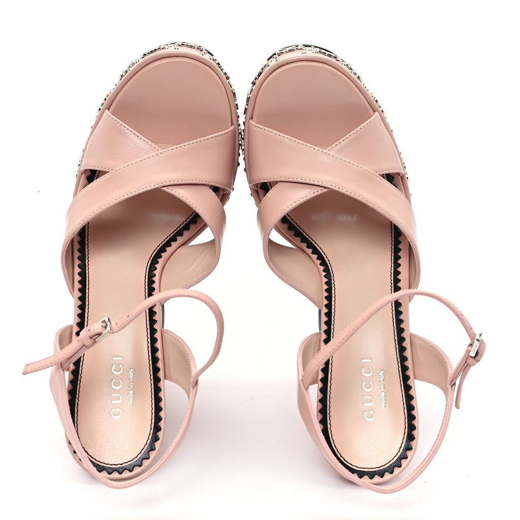 Malaga Kid Interlocking G Studs 155mm Platform Sandals 35 Perfect Pink