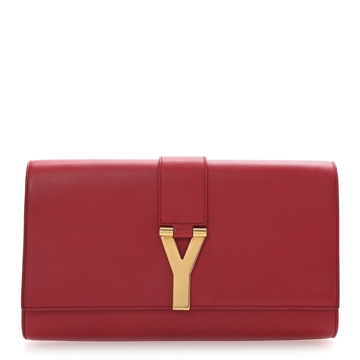 Calfskin Classic Y Ligne Clutch Red