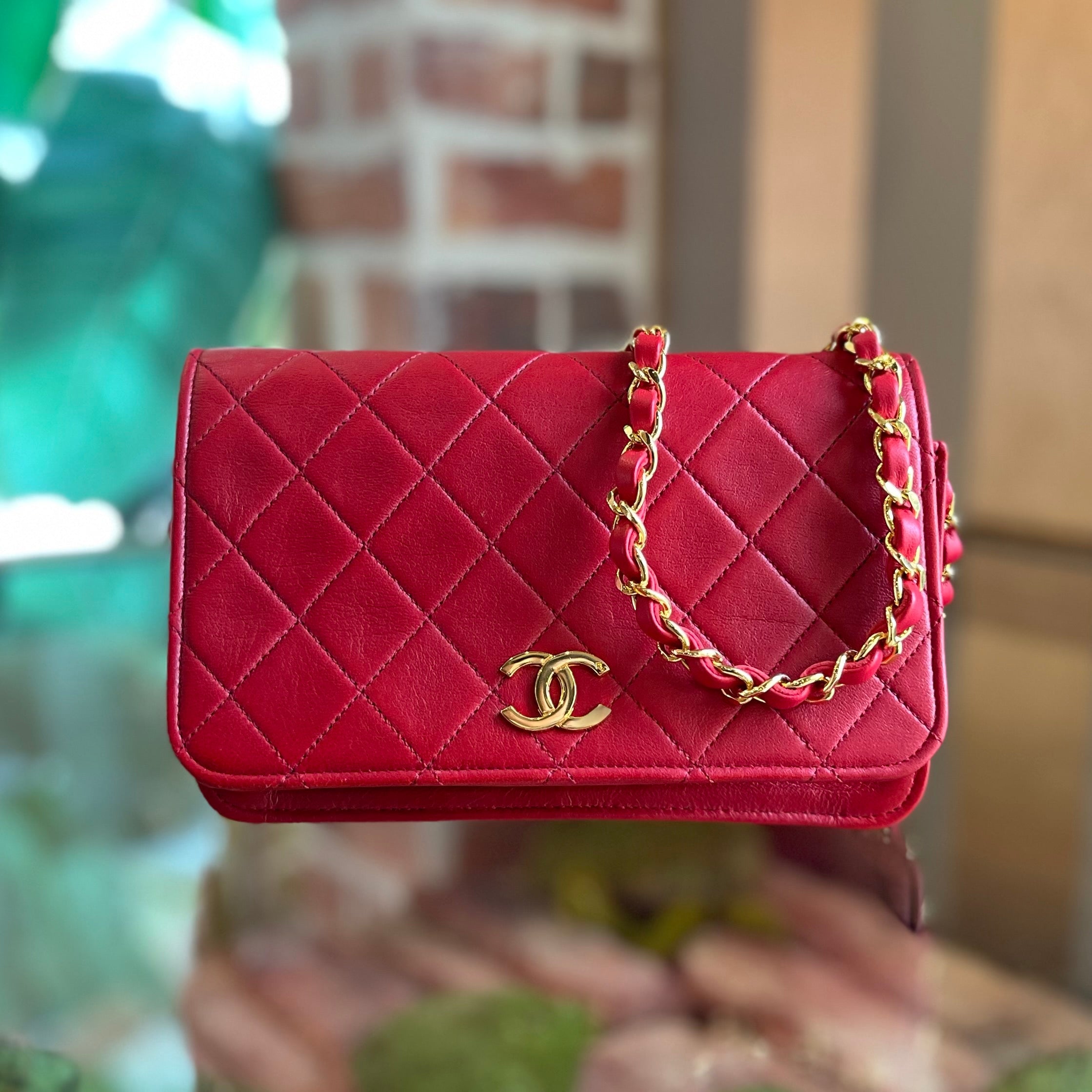 CHANEL Wallet on Chain WOC Red Calfskin Vintage Shoulder Bag ADI11216