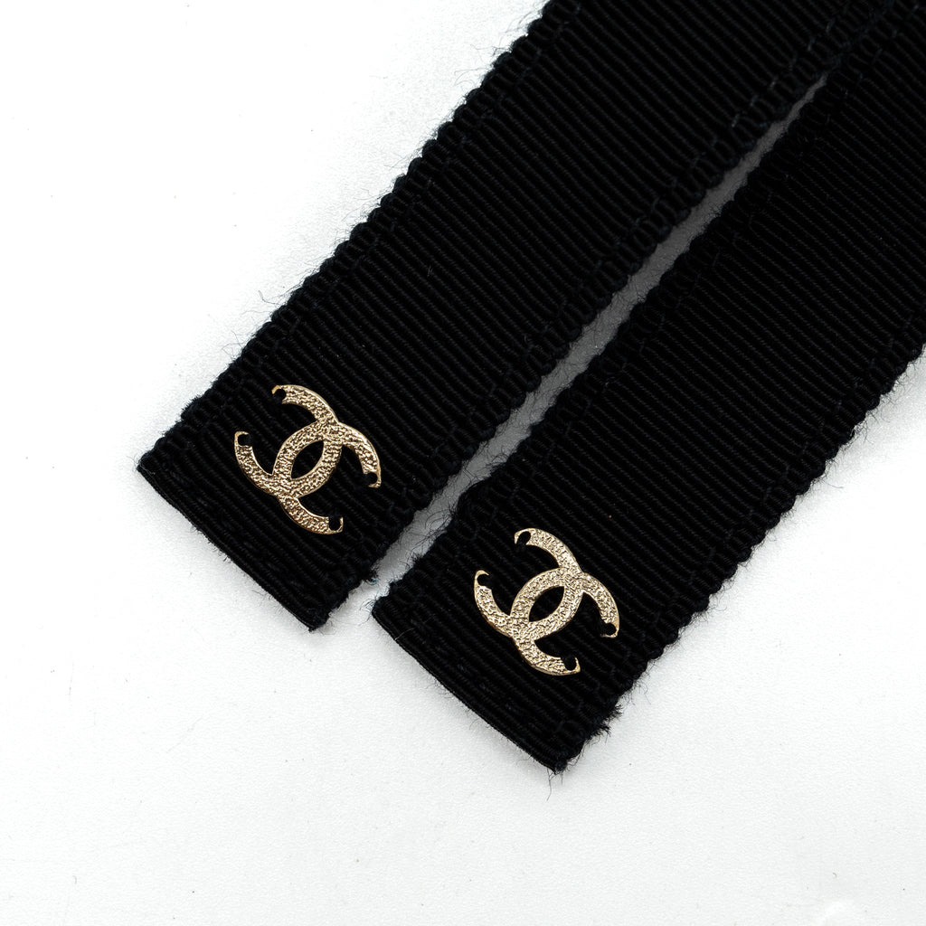 Chanel Grosgrain CC Bow Chain Belt Black L
