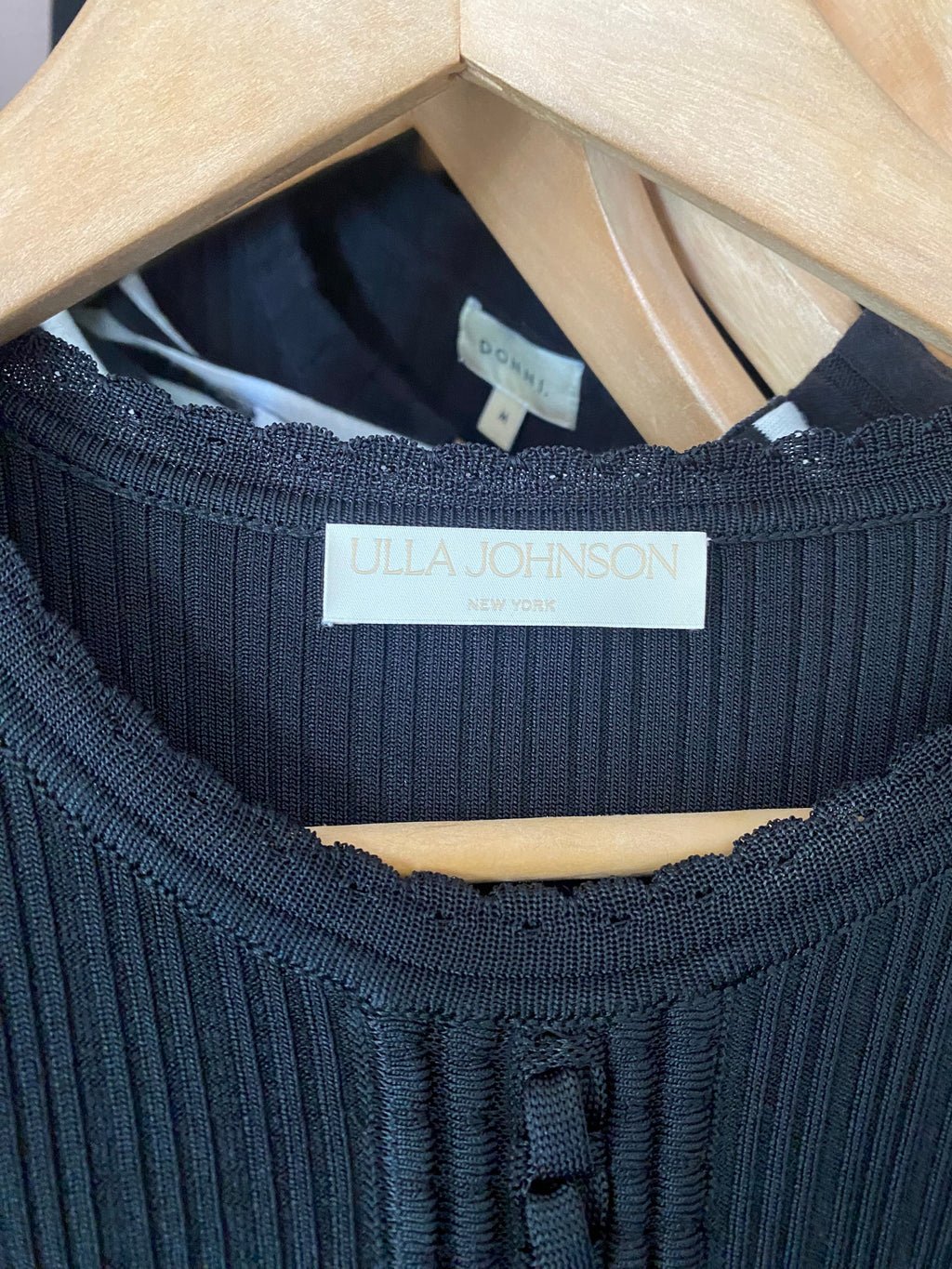 Ulla Johnson Black Knit Ribbed Ruffle Top - S