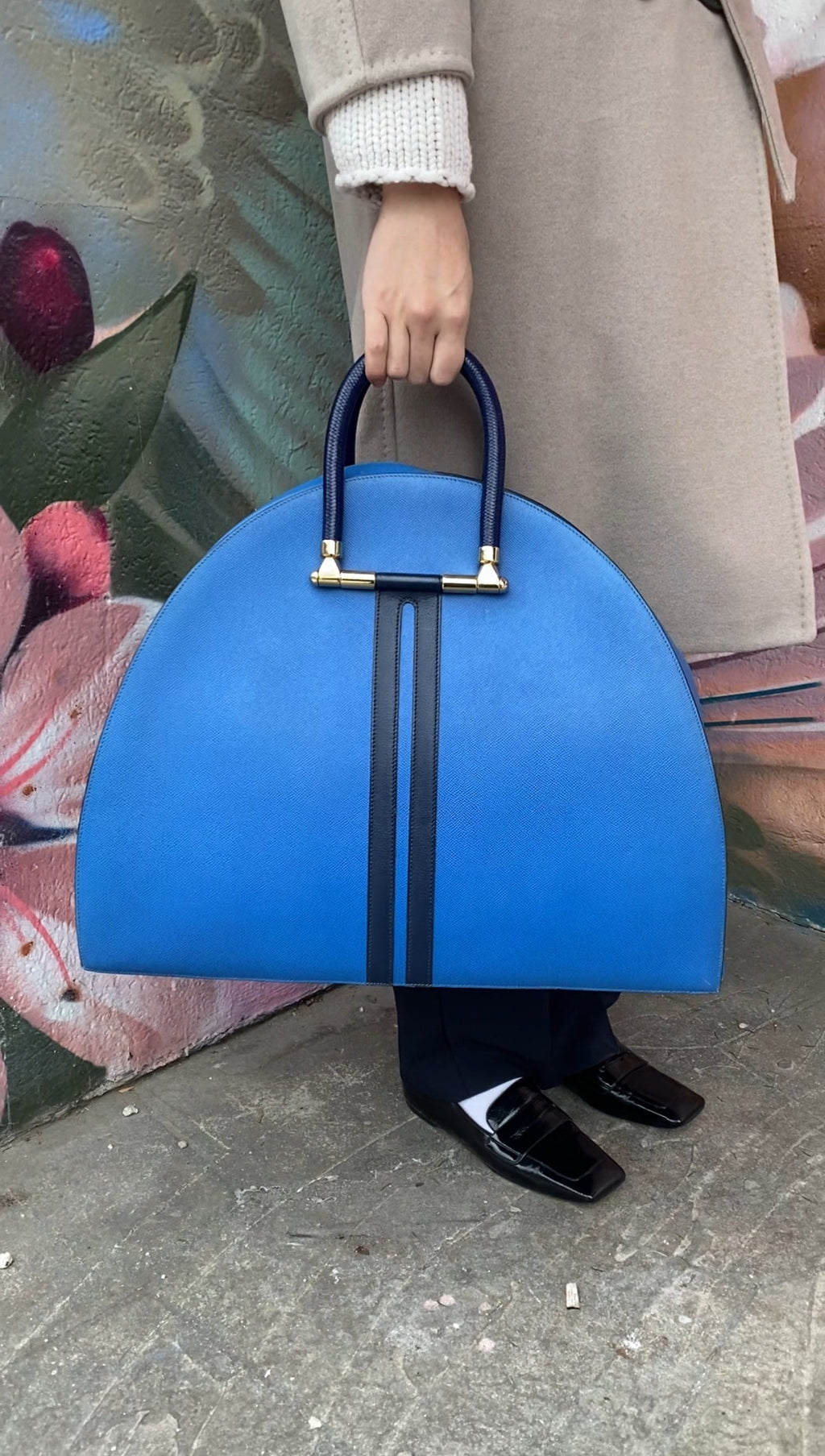 Hermes Vintage 1994 Gobi Blue Leather Hand Luggage Overnight Bag