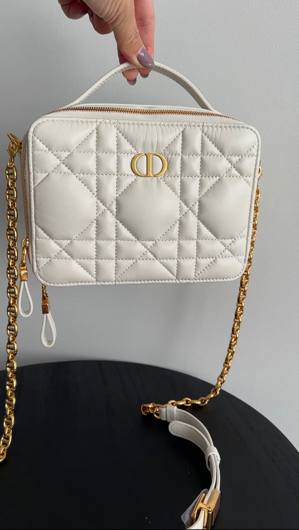 Christian Dior Caro Box  Pouch Bag with Chain Strap