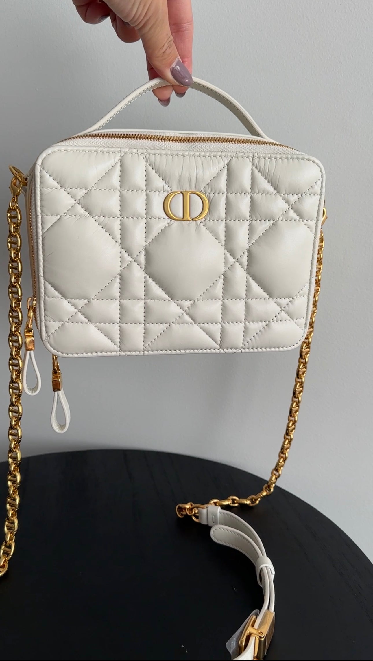 Christian Dior Caro Box  Pouch Bag with Chain Strap