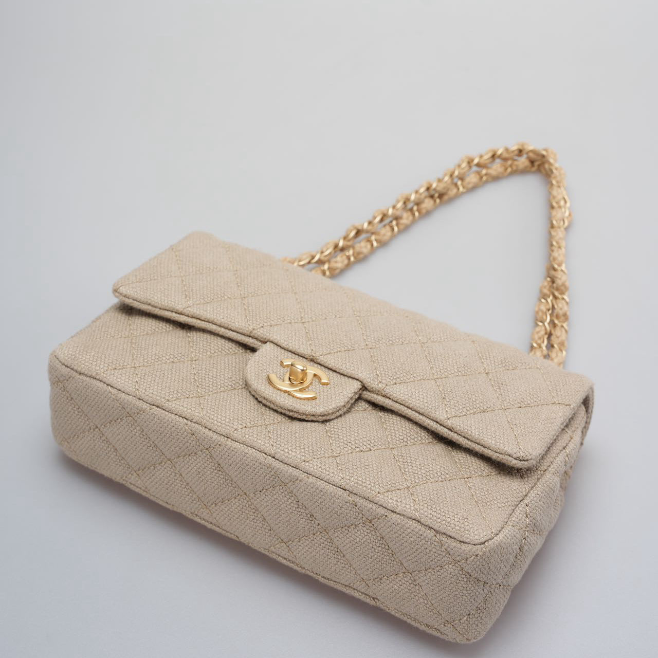 Chanel Linen Timeless Quilted Medium Flap in Beige