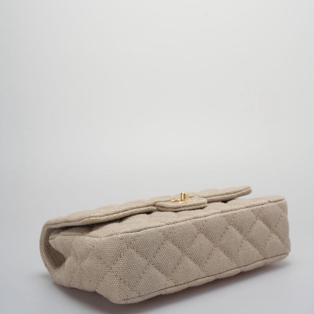 Chanel Linen Timeless Quilted Medium Flap in Beige