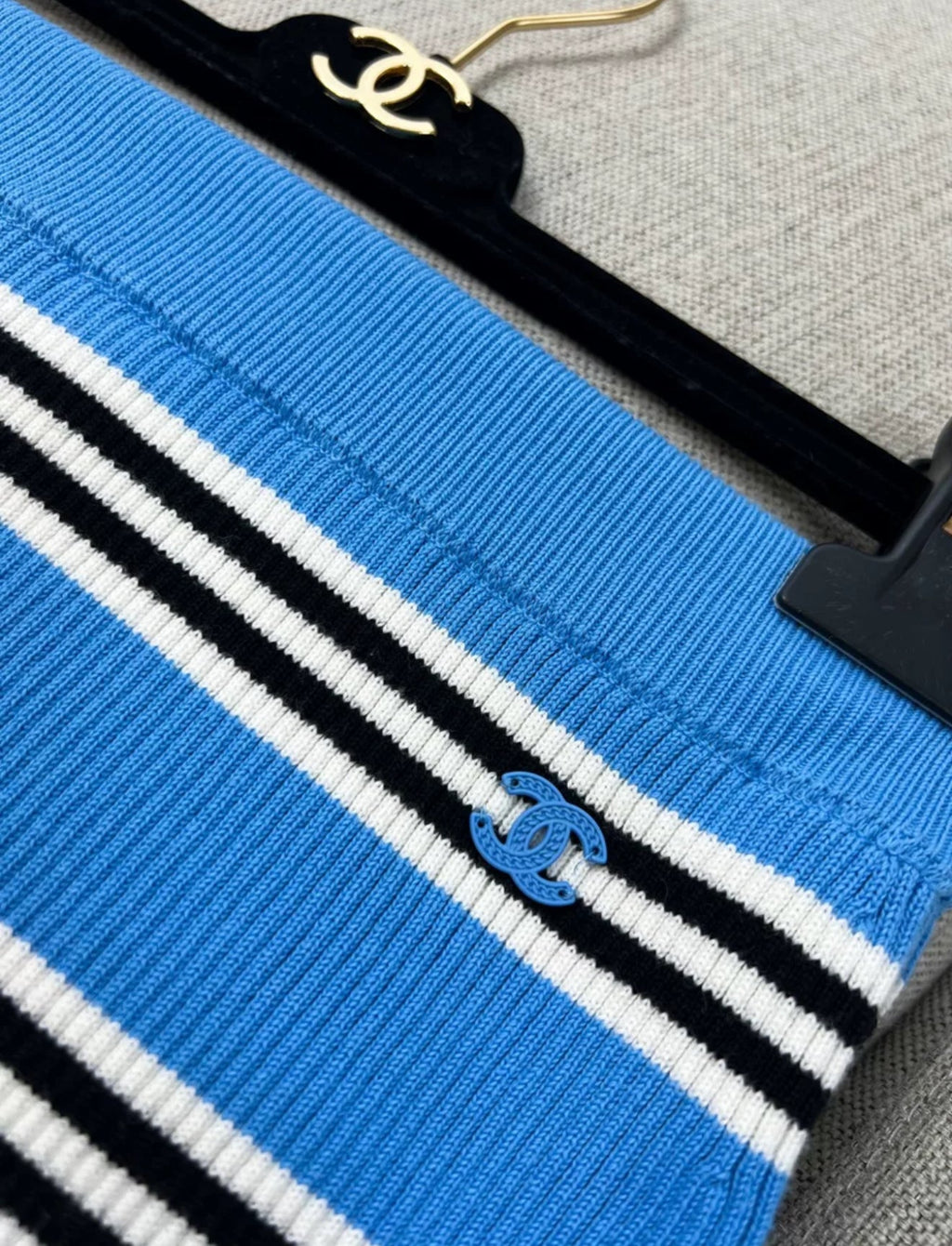 Chanel 24A blue striped knitted skirt