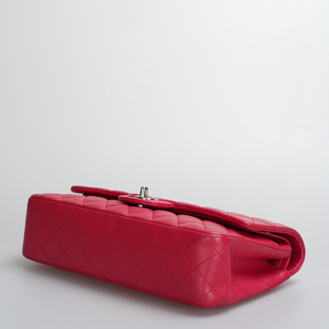 Chanel Red Medium Timeless Flap Bag with Silver Hardware