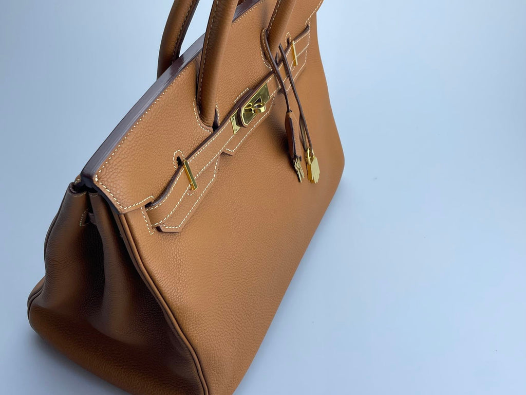 Hermes pre-owned Birkin 35 in gold vintage Togo leather