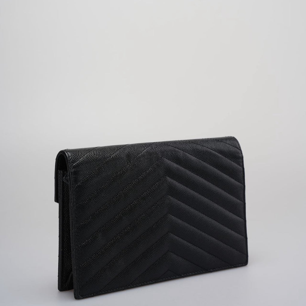 Saint Laurent Monogram Small Wallet on Chain Bag In Black with Gold Hardware