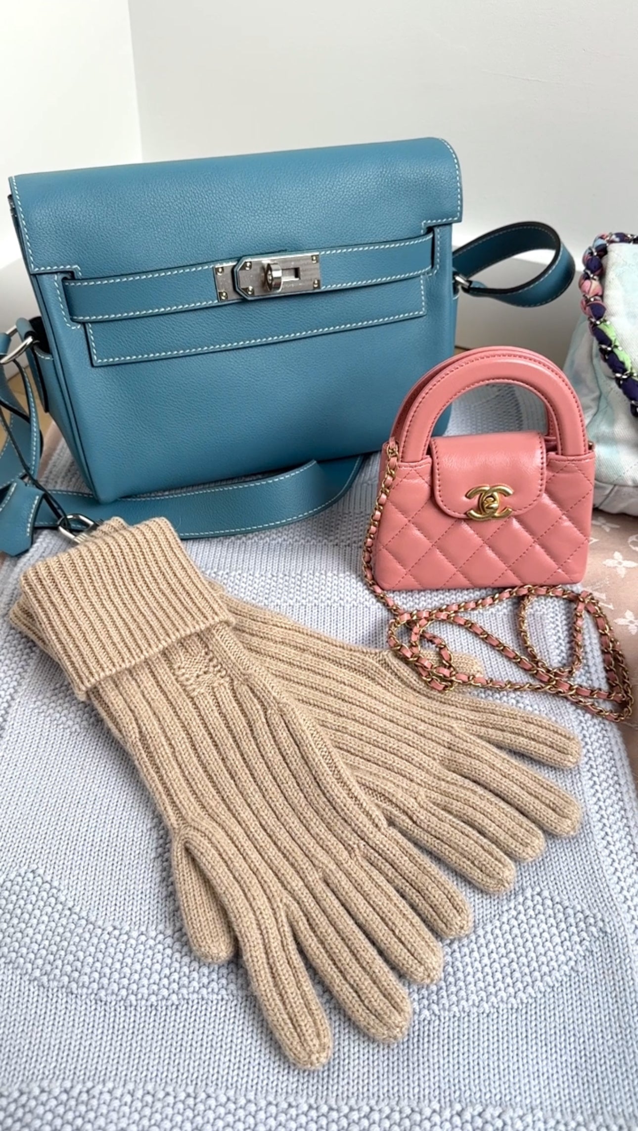 Chanel flamingo Pink Nano Kelly Shopping Bag Crossbody Chain