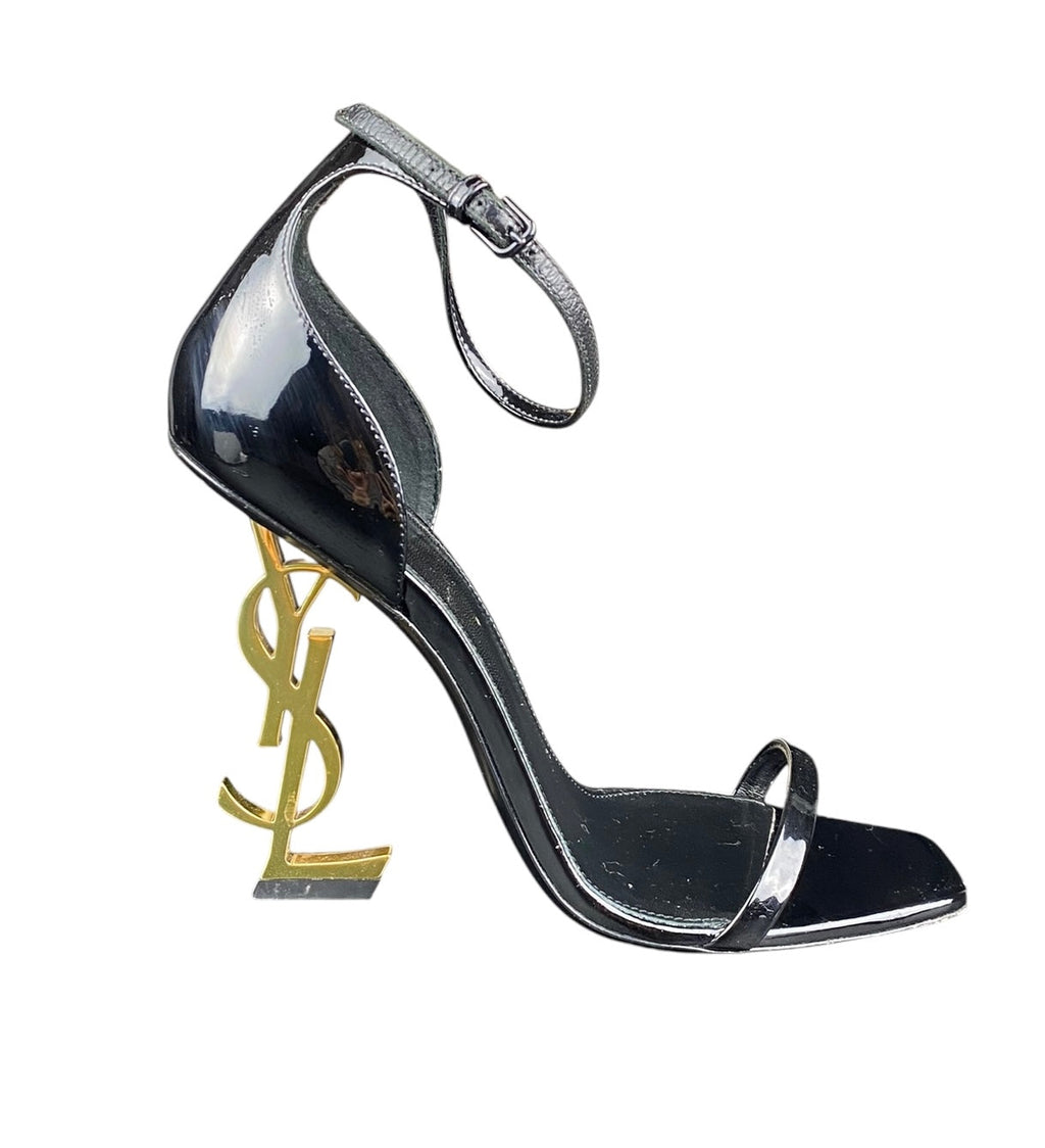 Saint Laurent Black Patent Opyum Sandals - 37