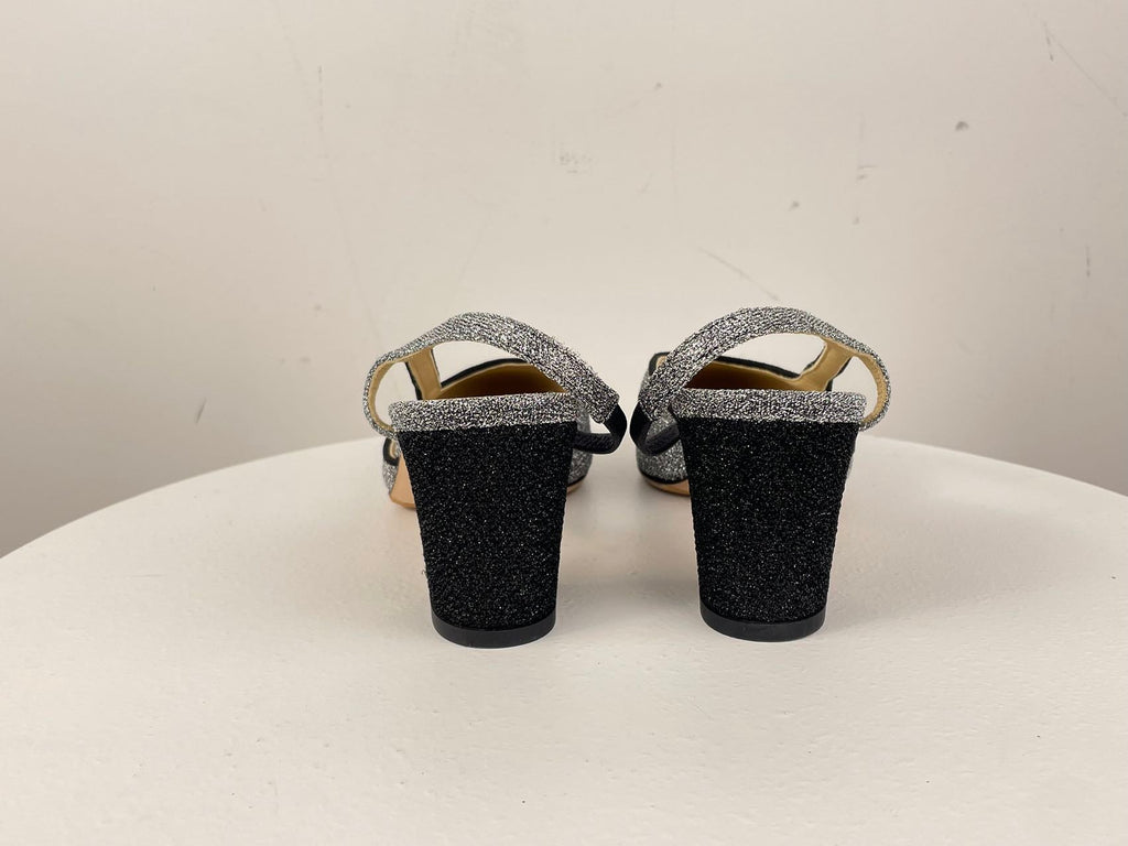 Chanel Glitter Slingback Pumps with CC Logo 37 Limited Edition