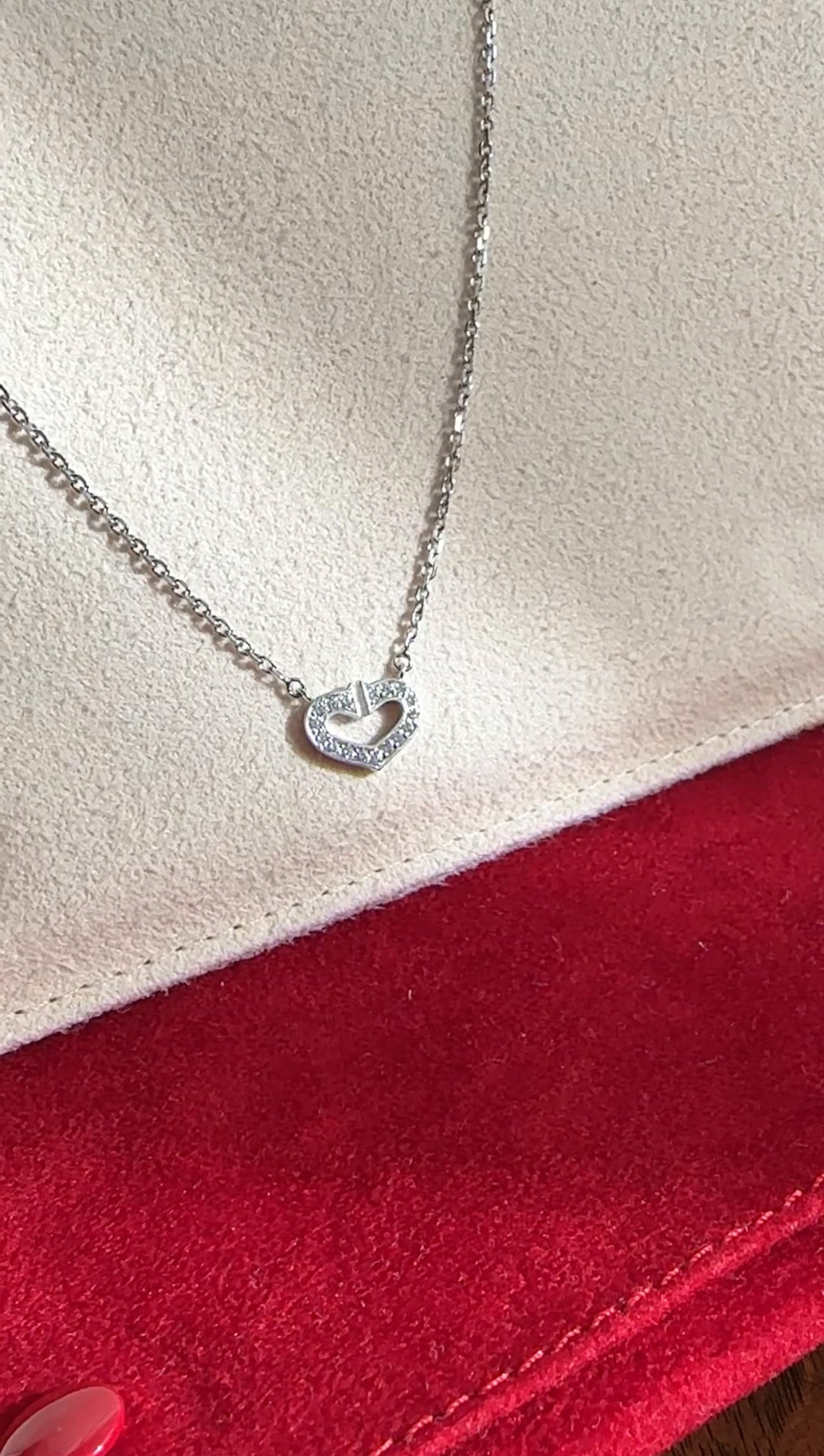 Cartier 18k White Gold Diamond C de Cartier Pendant Necklace