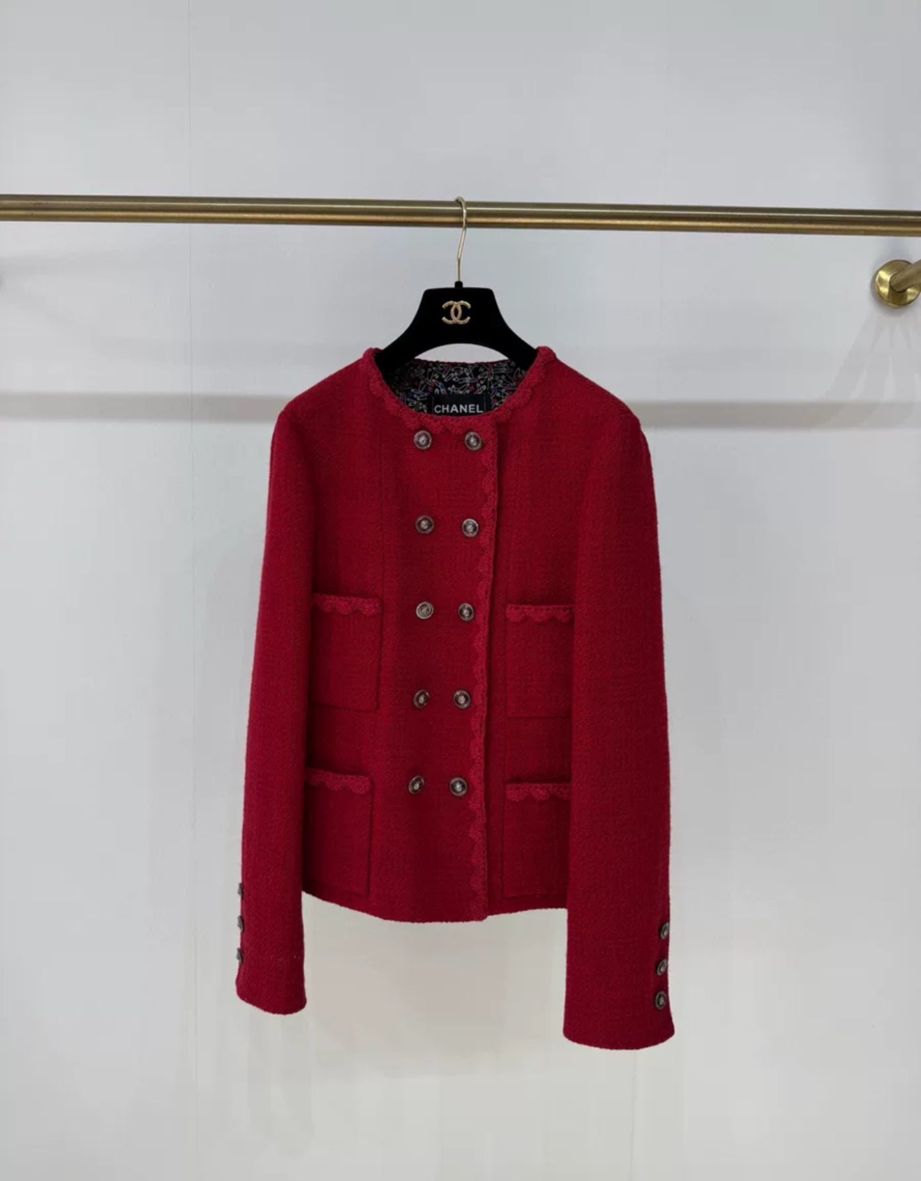 Chanel 24A Red Tweed Jacket