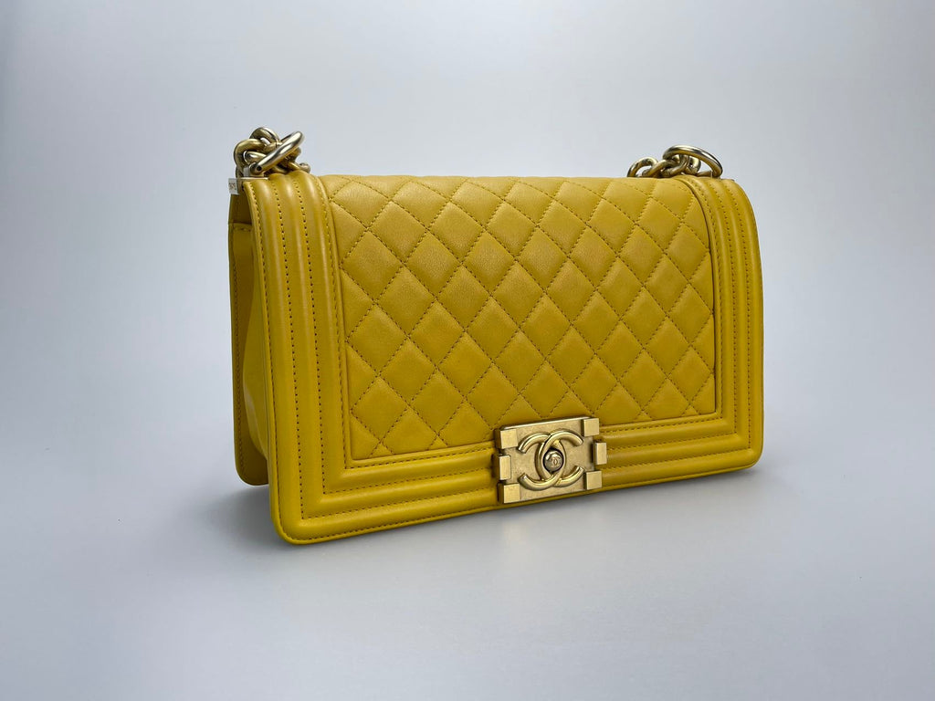 Chanel Le boy Medium in Lemon Yellow Bag with Gold Hardware