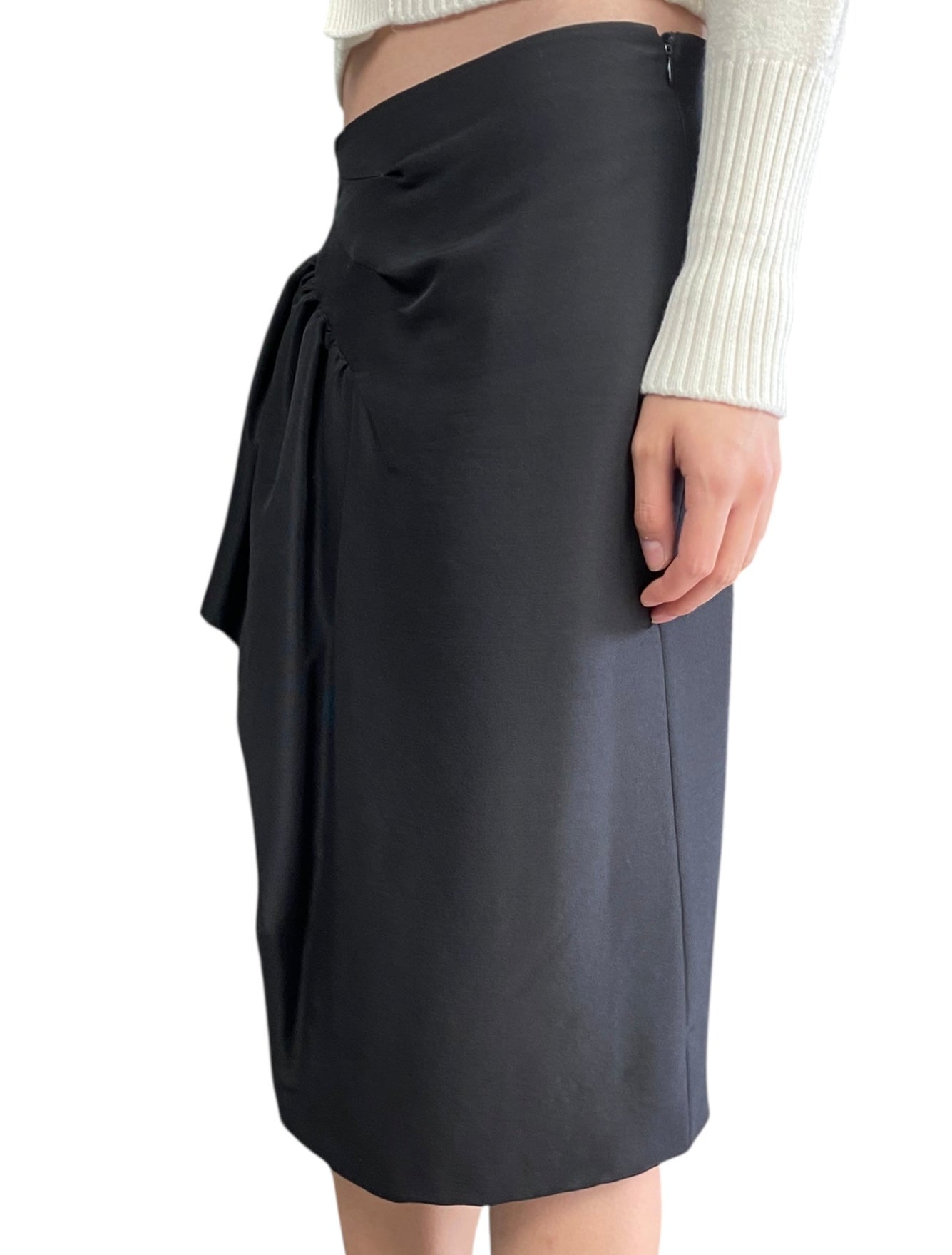 Maison Margiela Black Asymmetrical Ruffle Midi Skirt - IT 40 / US 4