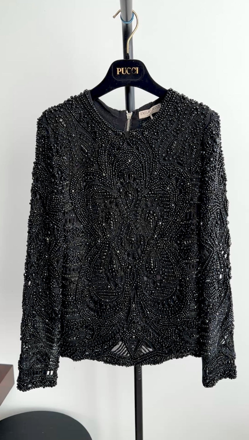 Emilio Pucci $10K Black Heavily Beaded Top - FR36 / 4
