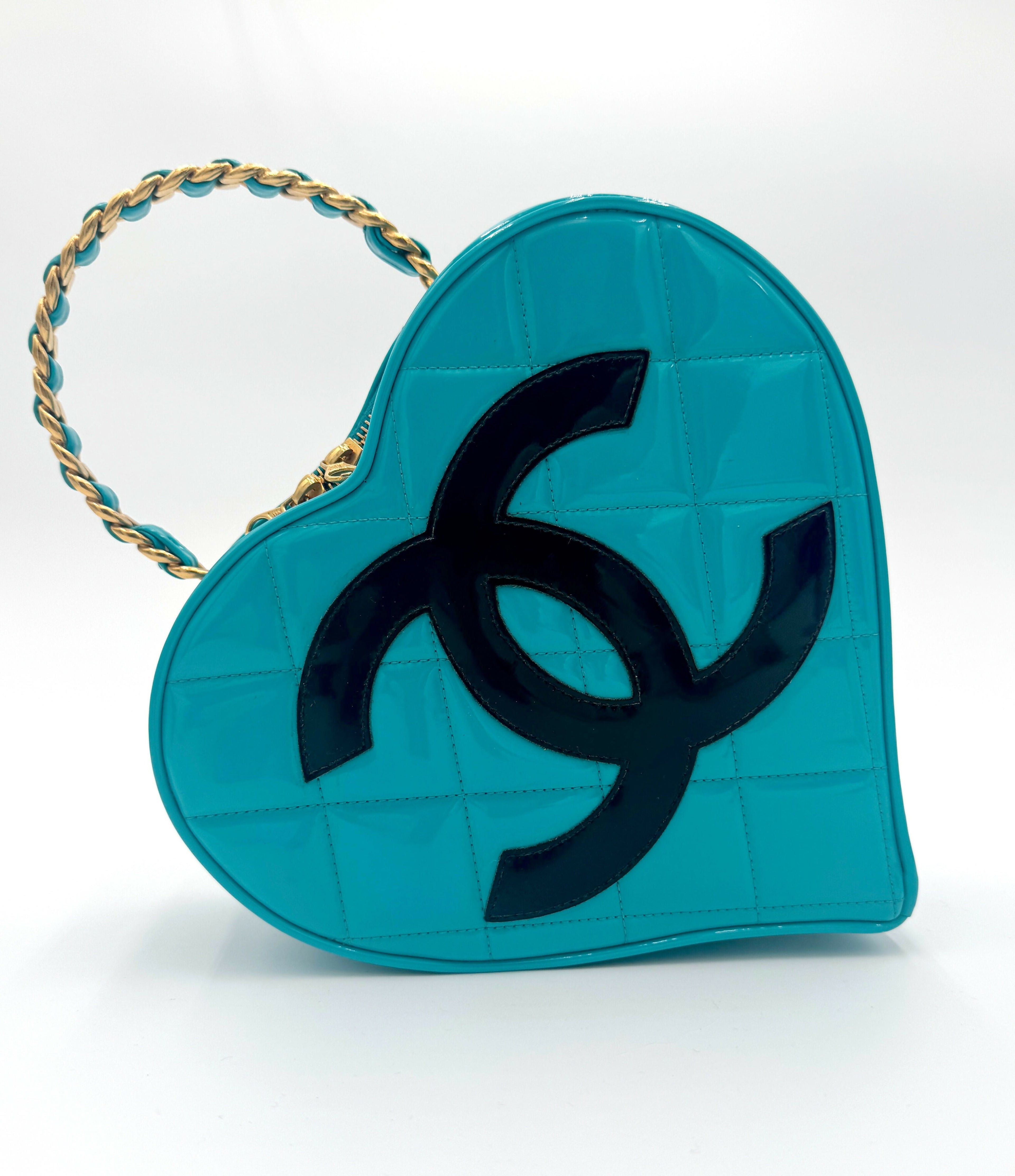 Chanel 1995 Vintage Barbie Blue & Black Heart Vanity Bag