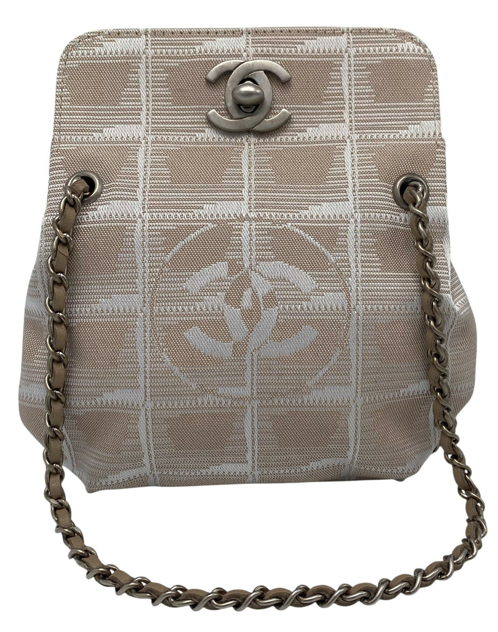 Vintage Chanel Extra Mini Beige Canvas CC Travel Ligne Bag