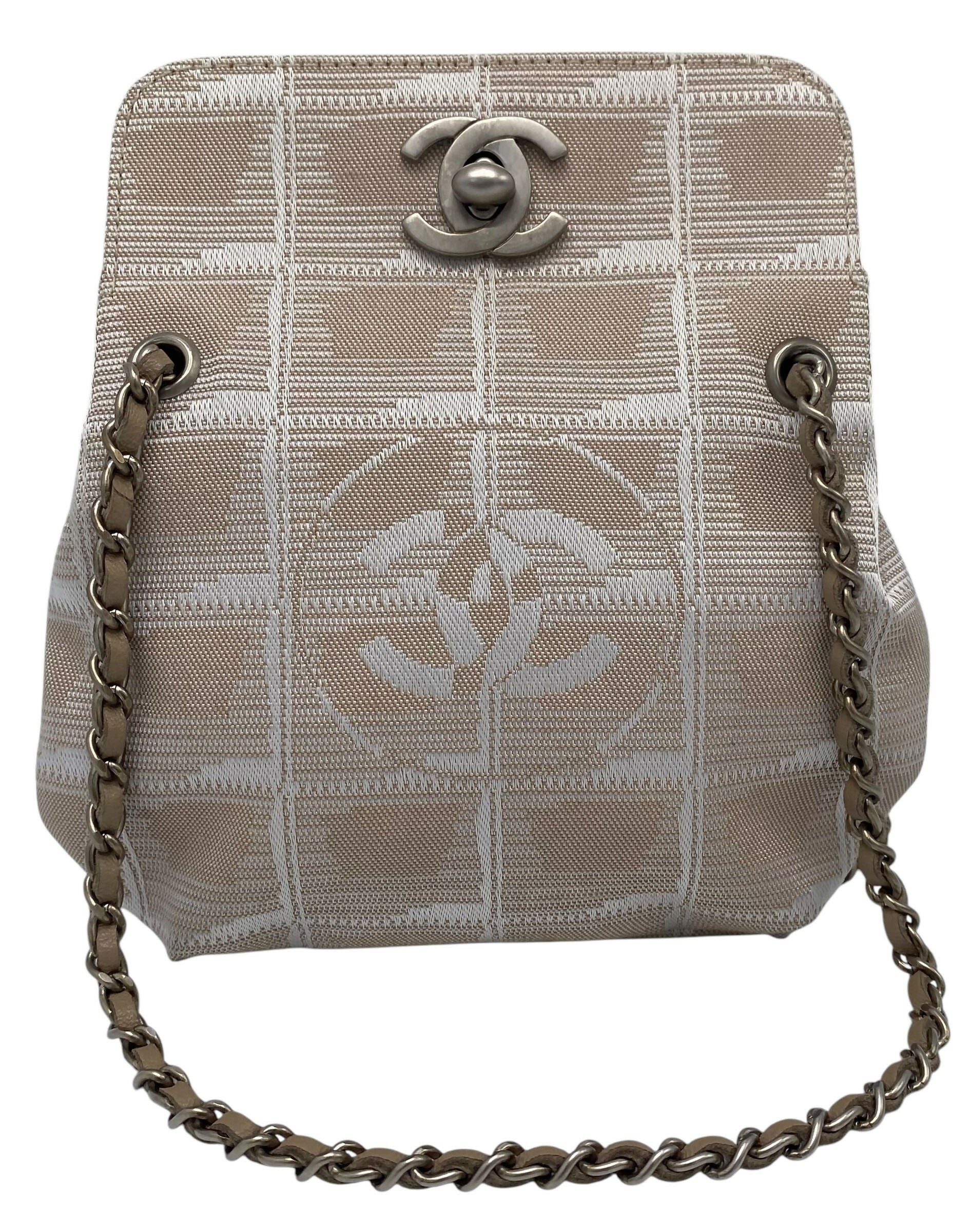 Vintage Chanel Extra Mini Beige Canvas CC Travel Ligne Bag