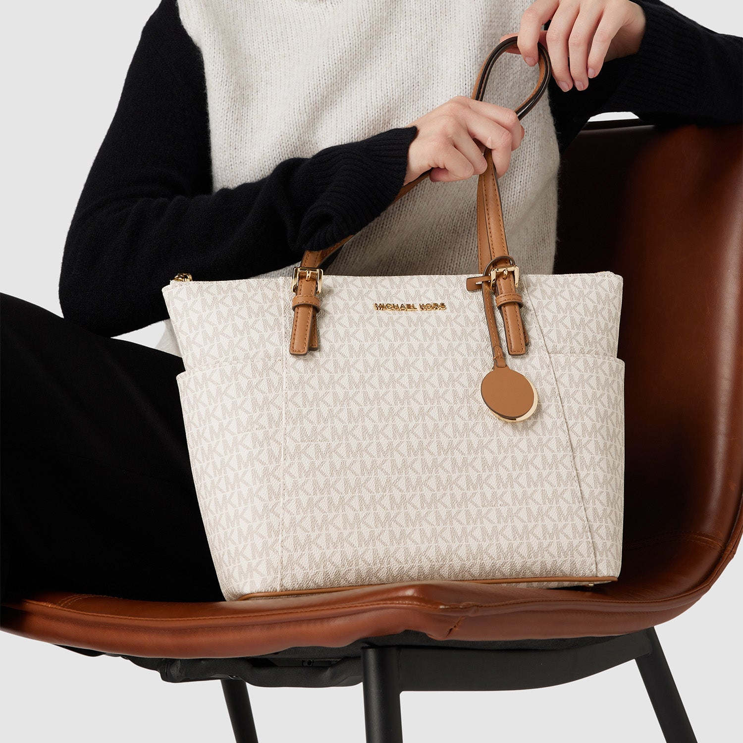 Jet Set Logo Top-Zip Tote Bag
