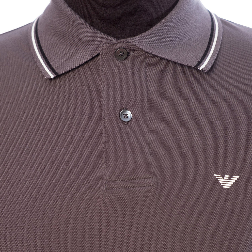 Stretch Piqua Polo Shirt With Micro Eagle Embroidery