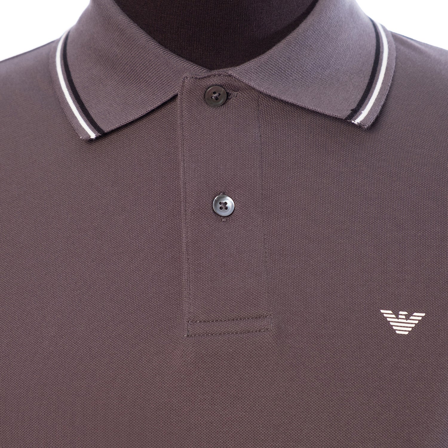 Stretch Piqua Polo Shirt With Micro Eagle Embroidery