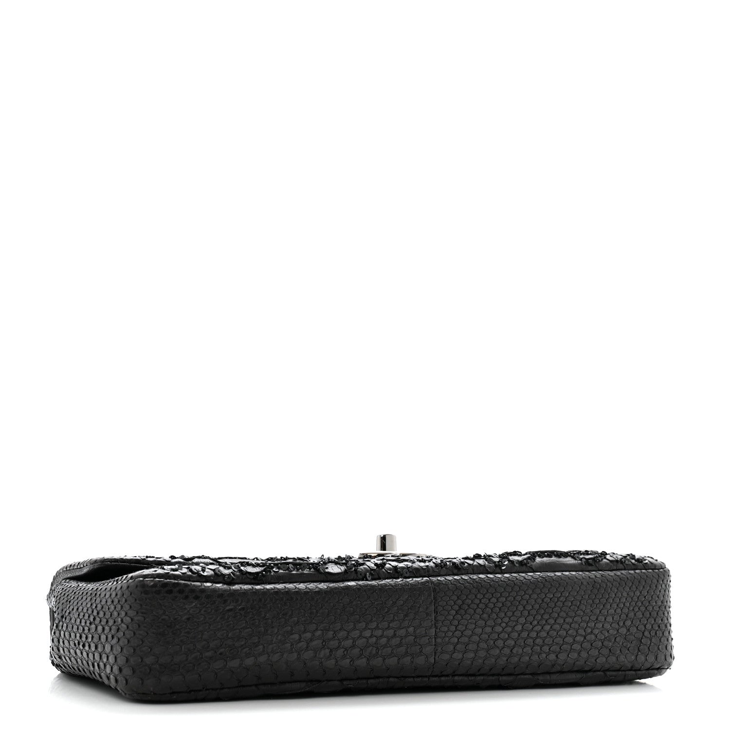 Metallic Snakeskin Sequin Flap Black