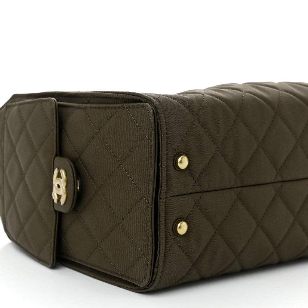 Canvas Quilted Small Chanel 25 Handbag Khaki