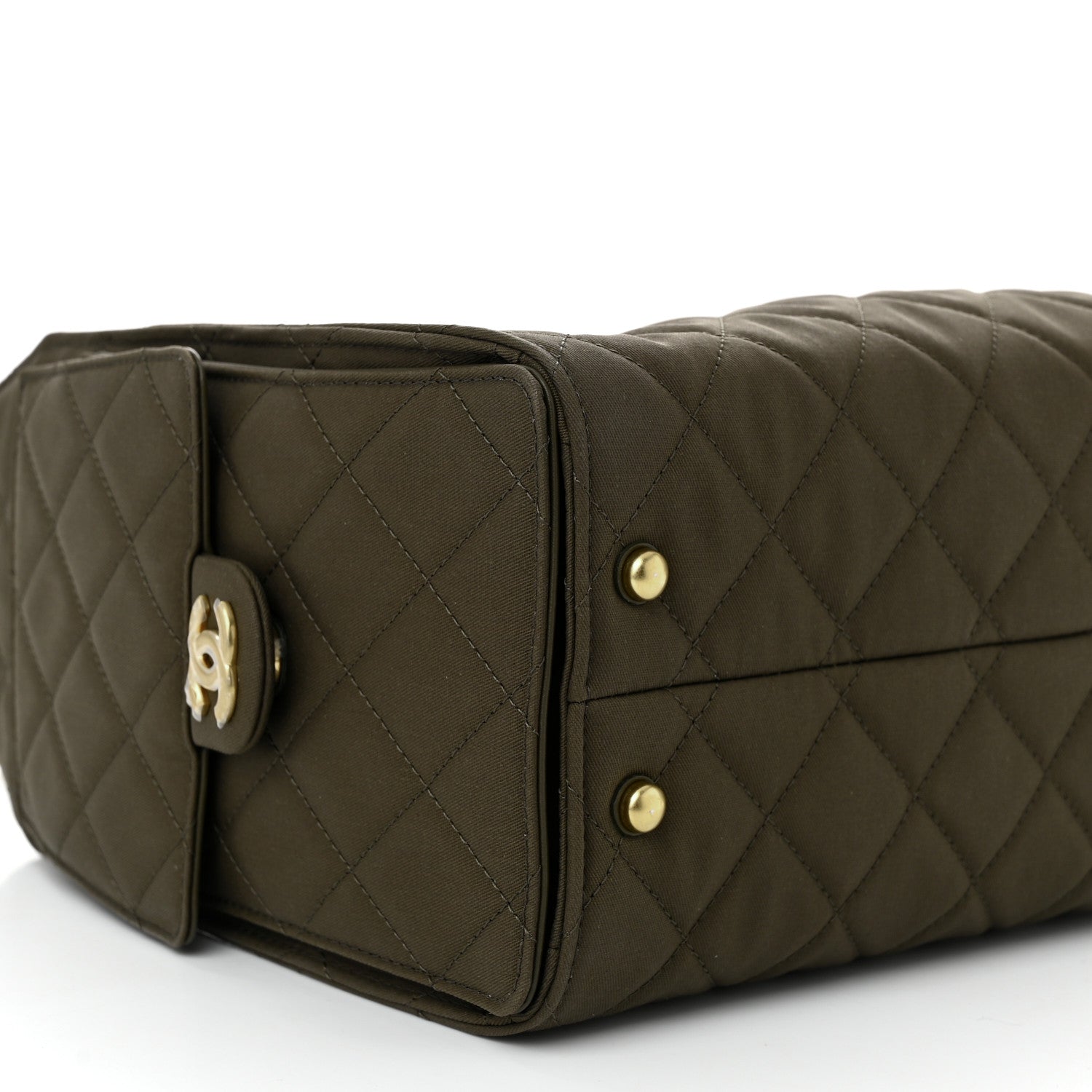 Canvas Quilted Small Chanel 25 Handbag Khaki
