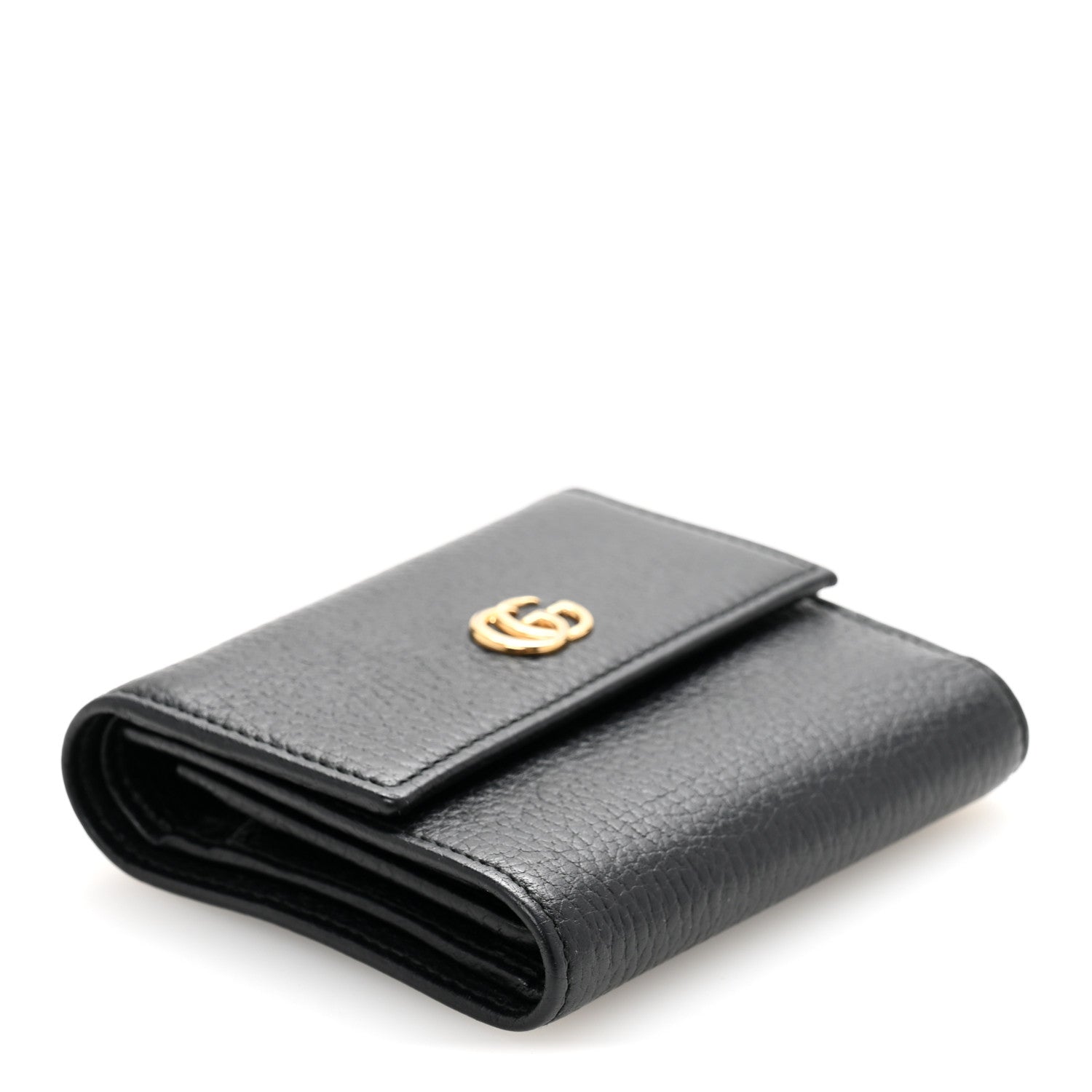 Dollar Calfskin GG Marmont Tri-Fold Wallet Black