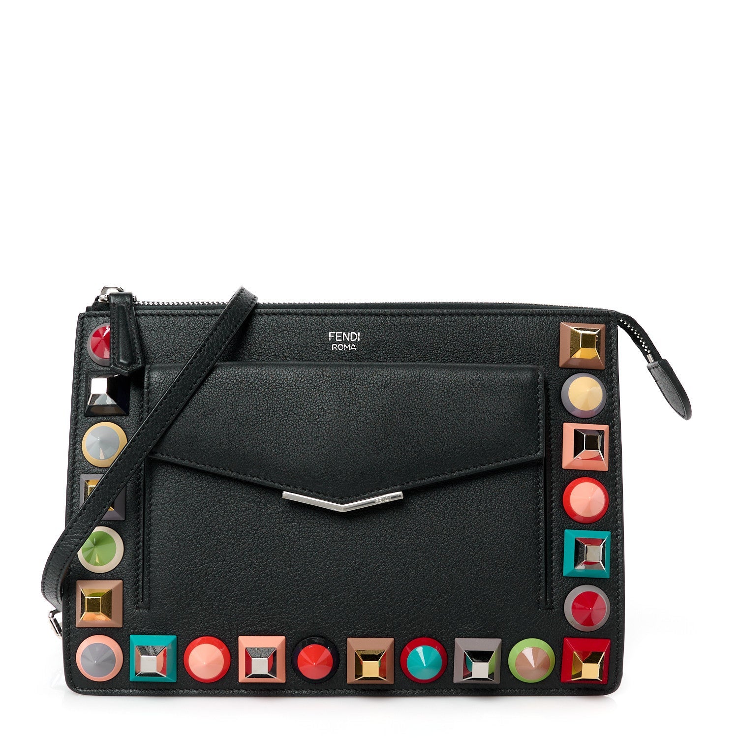 Vitello Dolce Studded Mini 2Jours Pouch Black Multicolor