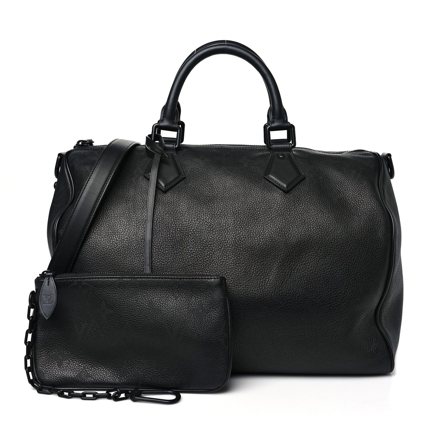 Calfskin Monogram Speedy P9 Bandouliere 40 Ultra Black