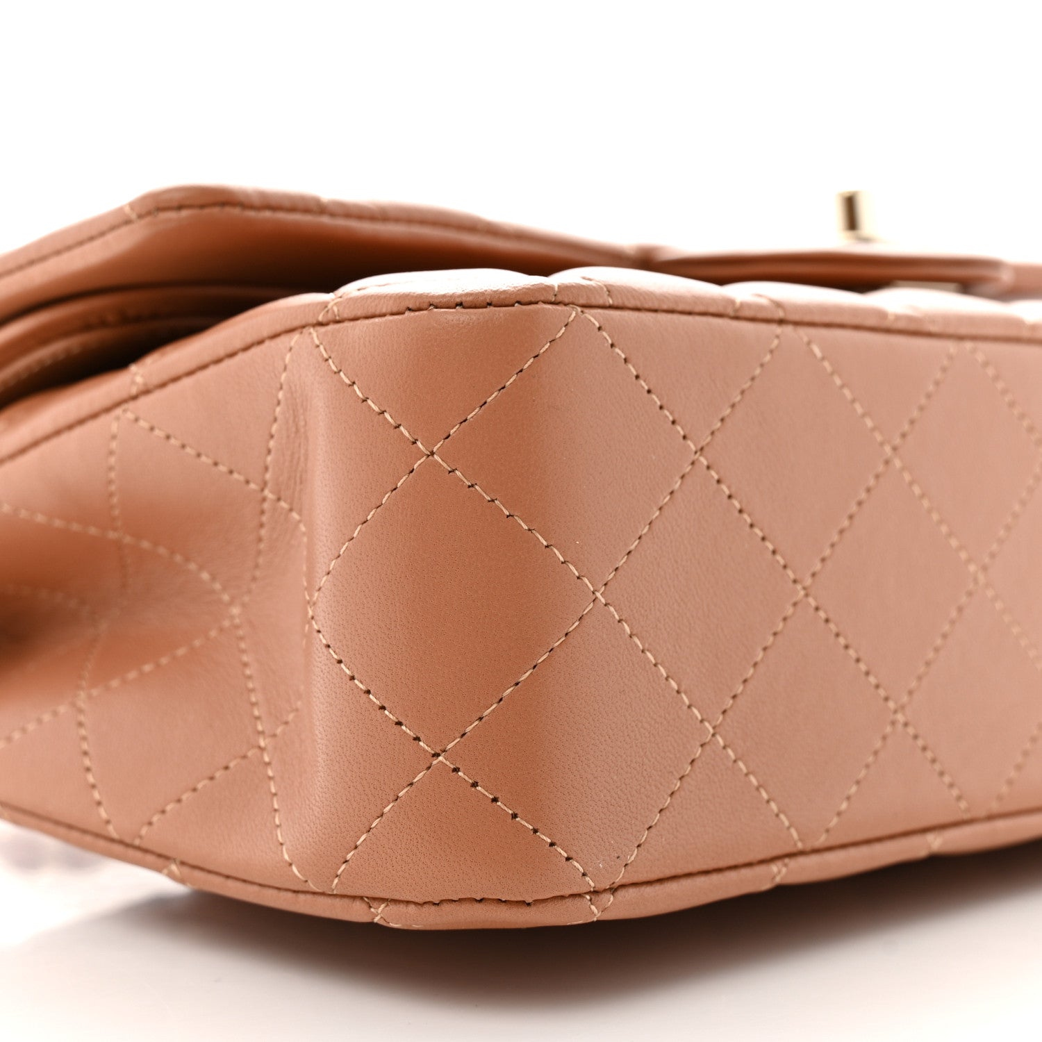 Lambskin Quilted Medium Double Flap Brown