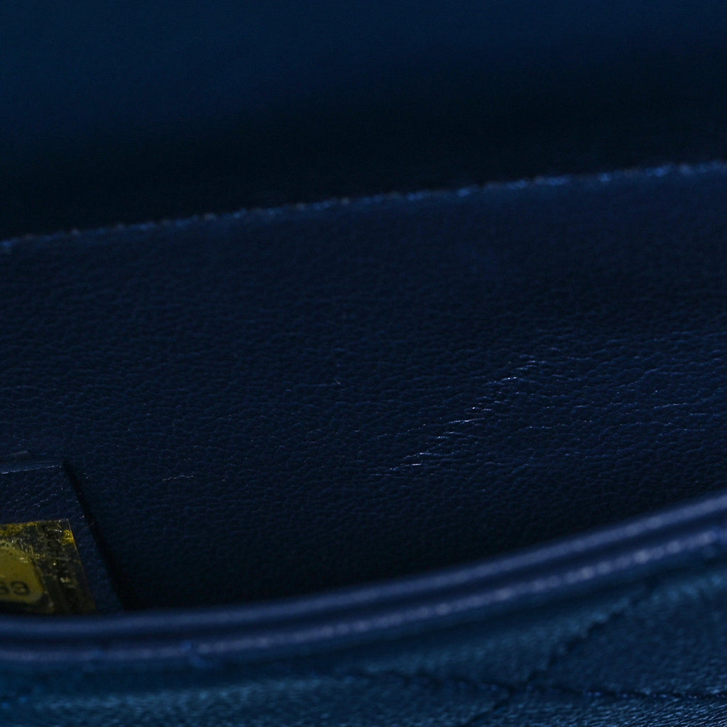 Lambskin PVC Quilted Large Coco Splash Shopping Bag Blue Dark Blue